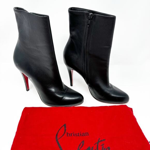 Christian Louboutin Shoes - Christian Louboutin Black Leather Ankle Booties
